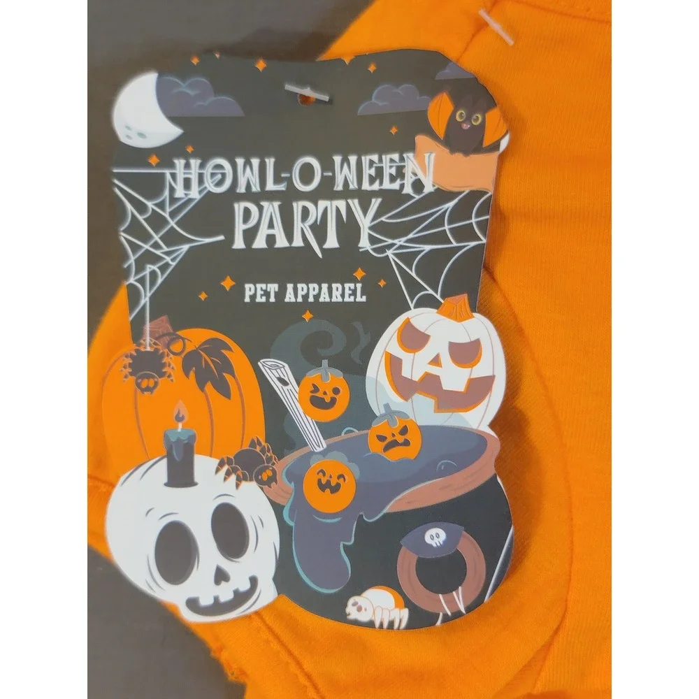 Howl-O-Ween Party Pumpkin Pet Shirt XS Orange New Plaid Halloween Dog Tee